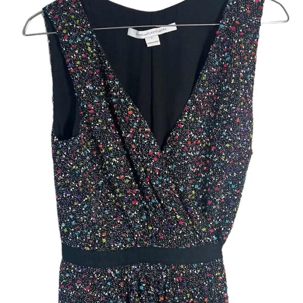 DVF Seduction Dress Black Multi Size 2 - Picture 3 of 10